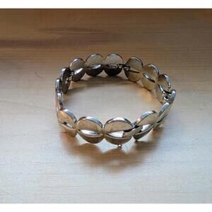Vintage 50s 60s Retro Monet Silver Abstract Circle Bracelet